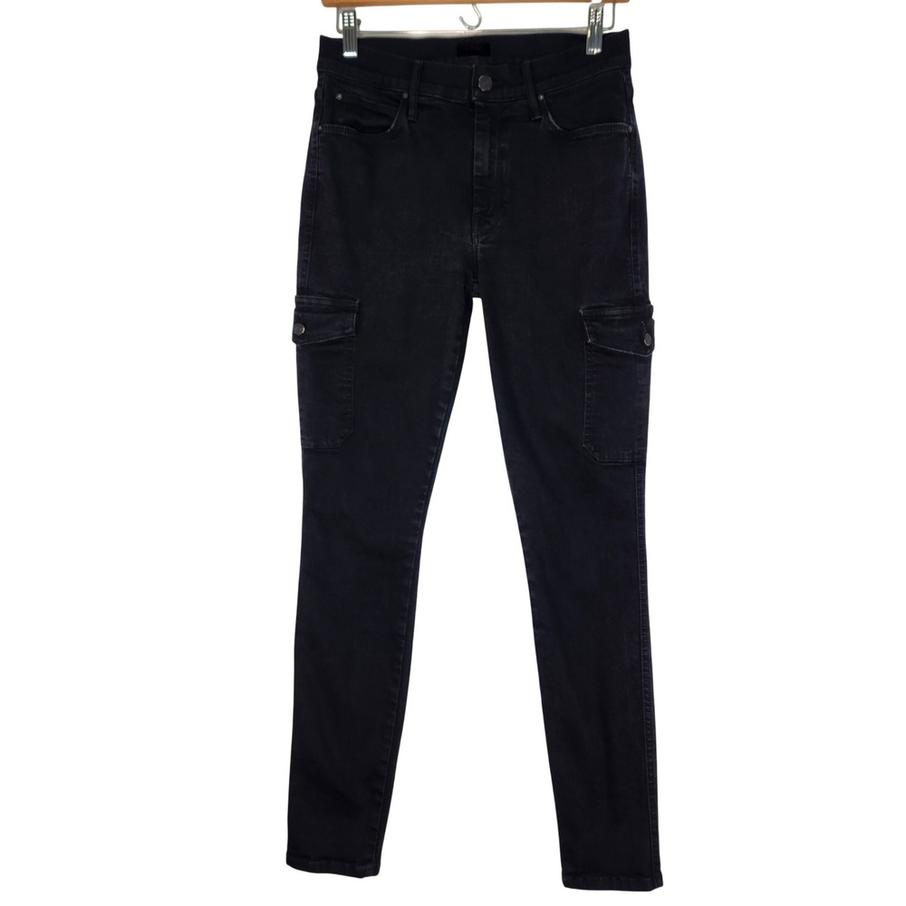MOTHER The Charmer Cargo Jeans Black Not Guilty‎ Wash Size 27 Stretch Skinny
